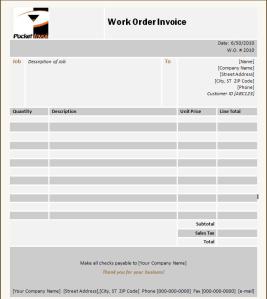Work Order Template on Work Order Invoice Template    Graphics And Templates